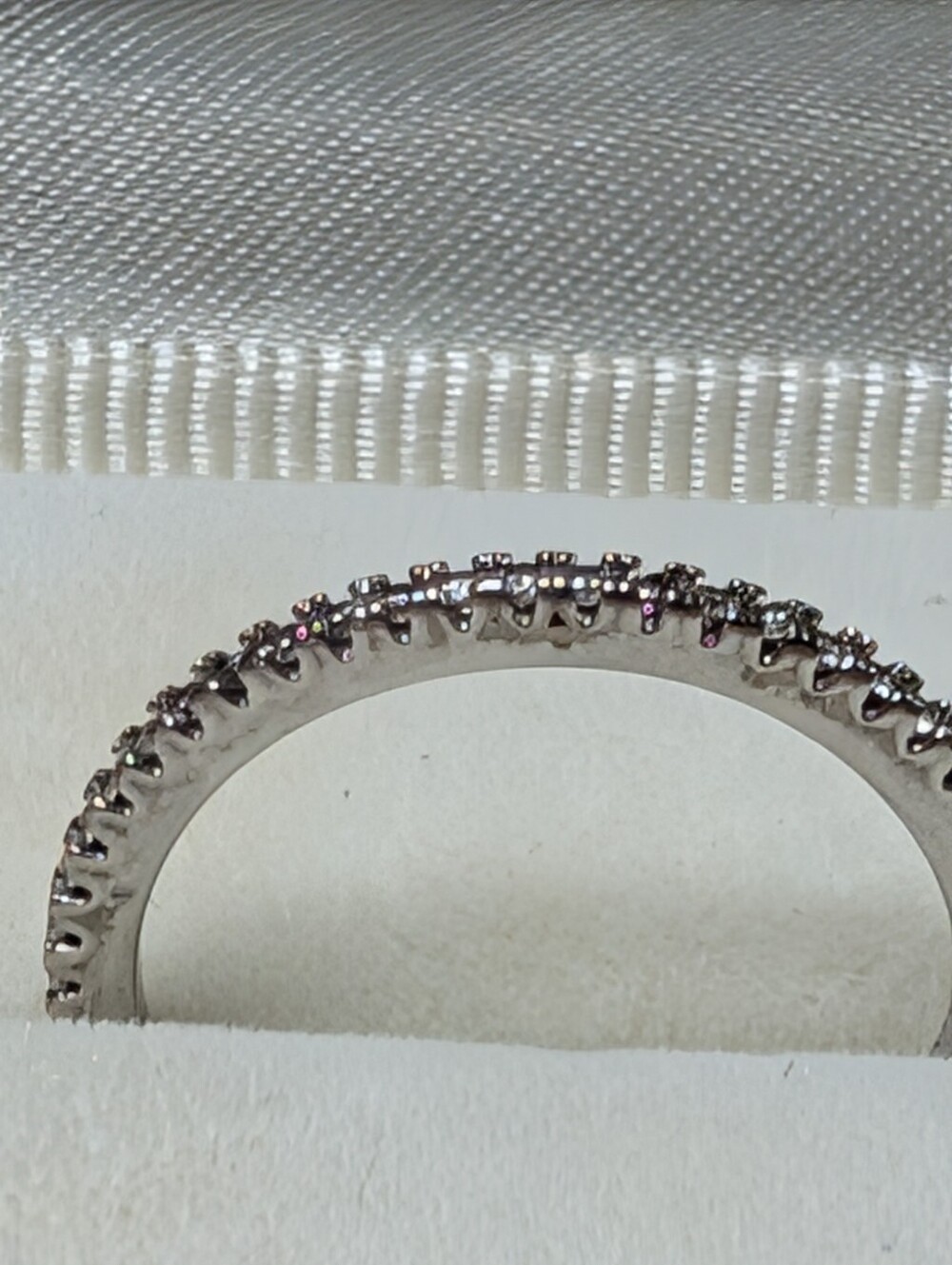 Petite Narrow Silver Micro Diamond Simulant Eternity Band Ring Size 6 - Picture 6 of 8